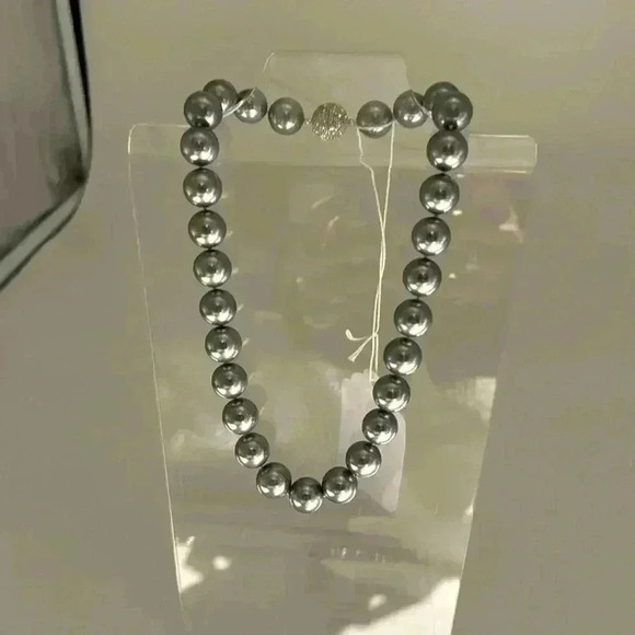 New Pearl Choker Mallorca 12 mm Custom Made Silver - Picture 1 of 3